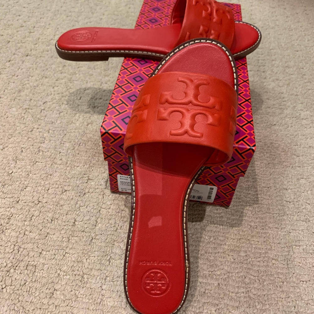 TORY BURCH EVERLY HIGH FREQUENCY SLIDE sz 8.5 like new!  Beautiful!